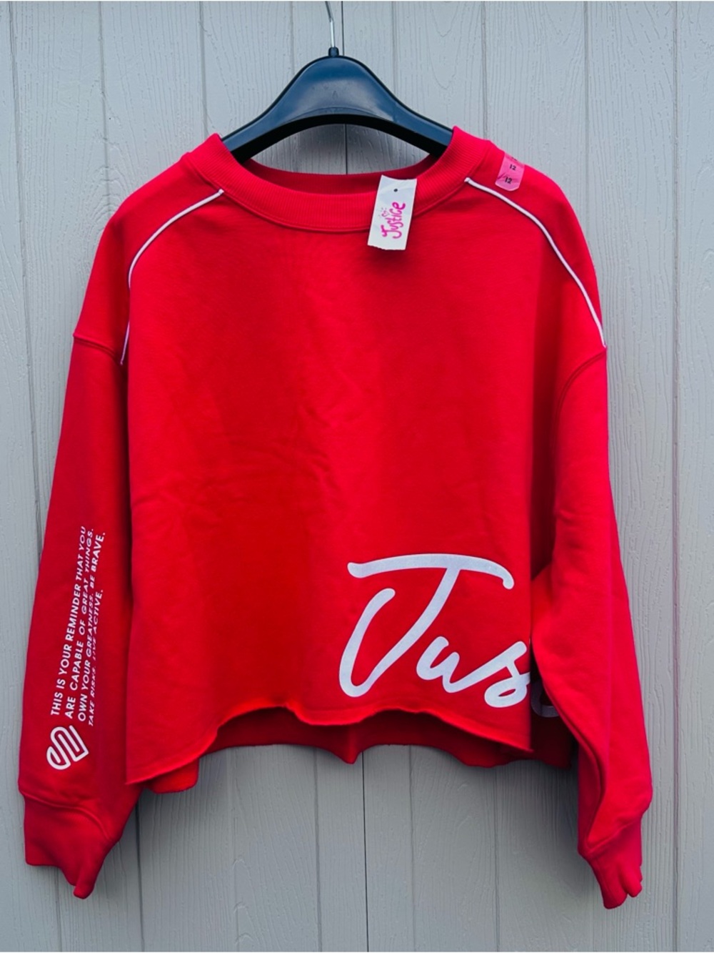 ✨ Justice Active Girls Crop Sweatshirt – Size 12 – Red NWT ✨